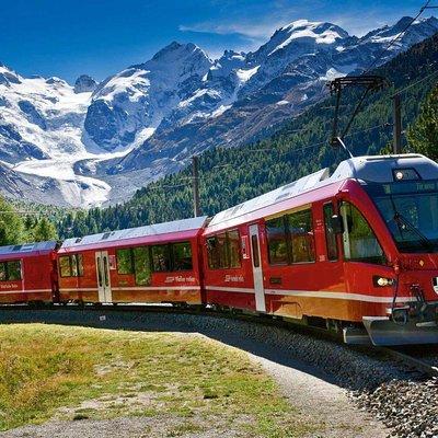 Swiss Alps Bernina Red Train and St.Moritz Tour from Milan