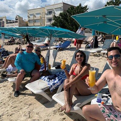 Ultimate Great Bay Beach Day Chairs, Umbrella and Beverages 