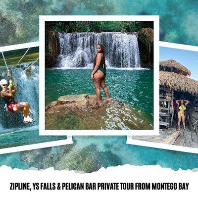 Zipline, YS Falls & Pelican Bar Private Tour From Montego Bay